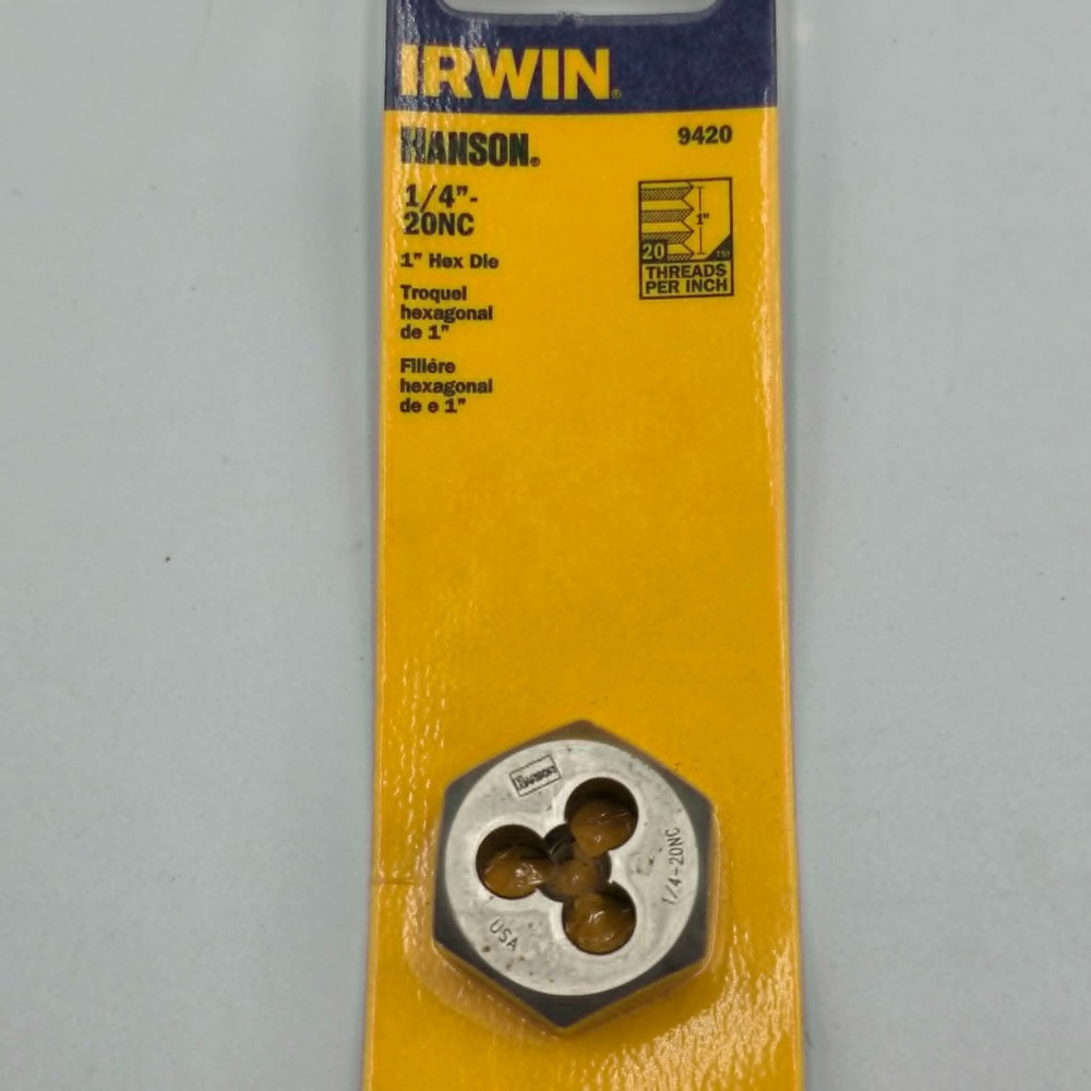 Irwin 9420 Hanson 1/4 In - 20NC Industrial High Carbon Steel SAE Hexagon Die